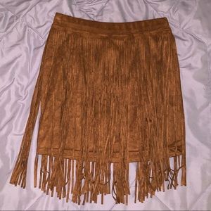 Suede fringed skirt